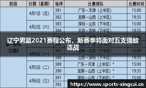 辽宁男篮2021赛程公布，新赛季将面对五支强敌连战